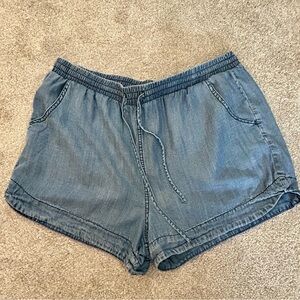 Universal Thread Chambray High-Waist Drawstring Shorts - Blue
